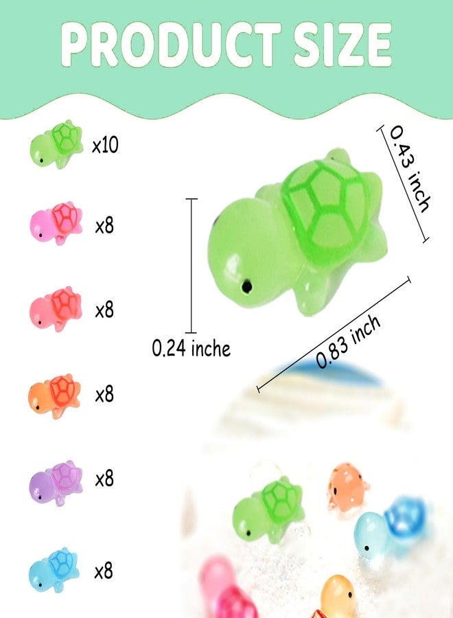Tindobewan 50 PCS Tiny Turtle Glow in The Dark Mini Resin Sea Turtle Miniature Plastic Turtles Figures for Craft, Garden Decor, Home and Party Decorations(Luminous Tiny Turtle 6 Colors) - Image 2
